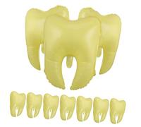 VILLFUL 10pcs Tooth Shaped Balloons Yellow PE Material Easy Inflate Tooth Fairy Party Decorations for Birthday Shower Graduation Theme