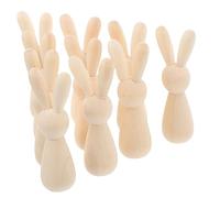 VILLFUL 10pcs Unfinished Wooden Peg Rabbit Peg Dolls Blank Wooden Figures for DIY Craft Bunny Toys