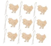 VILLFUL 10pcs Wooden Chicken Cutouts Unfinished Craft Tags with Holes for DIY Creative and Party Decorations Wood Animal Crafts for Enrichment and Home Use