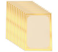 VILLFUL 12 Sheets Blank Honor Certificate Paper A4 Size 250gsm Gold Foil Certificate Inner Pages for Diploma Printing Suitable for Student Awards