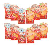VILLFUL 12Pcs Chinese Year Red Envelopes Lucky Money Cash Pockets with Cute Cartoon Animal Designs for Spring Festival Lunar Year Celebration and Giving