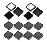 VILLFUL 12pcs Gemstone Display Boxes with Clear Top Lid Portable Black Jewelry Storage for Rings Coins Brooches Soft Lined Rock Display Case for Travel and Events