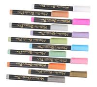 VILLFUL 12Pcs Metallic Painting Markers Soft Tip Brush Pens Multi-use Colored Paint Markers for Calligraphy Pottery Craft Decoration