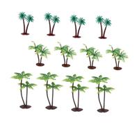 VILLFUL 12pcs Mini Artificial Coconut Palm Tree Models for DIY Micro Landscape Sand Table Plants Lifelike Palm Decor for Train Scenery and Beach Diorama