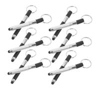 VILLFUL 12pcs Mini Capacitive Stylus Key Rings with Ballpoint Pens Portable Touch Screen Pen Keychains for Everyday Carry Smooth Writing Ink Black and Silver Shell