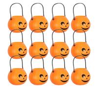 VILLFUL 12pcs Mini Pumpkin Buckets Lightweight Halloween Candy Holders for Portable Trick Treat Pails for Halloween Party Decorations Realistic Pumpkin Design