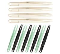 VILLFUL 12PCS Precision Flat Tip Craft Tweezers Set for Jewelry Beads Stamps DIY Tools White Black Mint Green Handles, Mini Stainless Steel Tweezers for Crafts and Sticker Application
