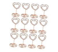 VILLFUL 12pcs Rose Gold Heart Shaped Metal Photo Card Holders for Cards Wedding Party Table Centerpieces Table Number Stands and Memo Clips for Elegant Event Decoration