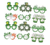 VILLFUL 12pcs St Patrick's Day Glasses Fun Photo Props for Party Decorations Chic Eyewear with Shamrock Design Unique Accessories for Adults Festival Celebrations