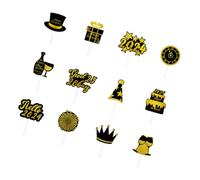 VILLFUL 12pcs Year Cake Picks Lightweight Decorative Cupcake Toppers for Party Dessert Decorations Portable Small Cake Dessert Toppers for Indoor Outdoor Use