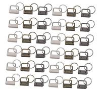 VILLFUL 150pcs Metal Key Fob Hardware Set with Split Rings for Wrist Key Chains and Webbing Lanyards Lightweight Portable Keychain Clamps in Silver Antique Green Black for DIY Accessories