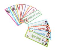 VILLFUL 16pcs English Flash Cards Set for Seasonal Monthly Vocabulary Learning Classroom Supplies for Kindergarten Home Education Interactive Teaching Tools