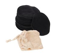 VILLFUL 16pcs Reusable Bamboo Fiber Facial Cleansing Pads for Washable Makeup Remover Pads with Black Cotton Breathable Absorbent Face Skin Cleaning Tool with Cotton Mesh Bag and Paper Box