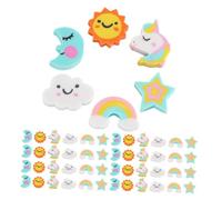 VILLFUL 180pcs Mini Cartoon Erasers with Rainbow Moon Shapes Compact and Portable Pencil Erasers for Students Classroom Rewards Party Favors Back to School Supplies