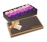 VILLFUL 18Pcs Gradient Purple Imitation Rose Soap with Storage Box, Floral Scented Bath and Facial Cleanser Soap Set for Women’S Valentine’S Birthday and Wedding