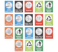 VILLFUL 18pcs Recycle and Trash Sign Decals Self Adhesive - 6.9x5.1 Inch Recycling Stickers Recycle and Trash Sticker - Kitchen Necessity Home Essentials