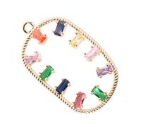 VILLFUL 1Pc Colorful Zircon Pendant for DIY Jewelry Making Oval Shape Necklace Charm Durable Safe Craft Supplies for Personalizing Necklaces and Earrings