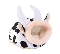 VILLFUL 1Pc Cow Print Cotton Hamster Bed Durable Warm Pet House Cozy Nest for Small Animals Comfortable Habitat for Hamsters and Small Pets for Winter Sleeping