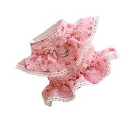 VILLFUL 1pc Pet Floral Costume Cat Vest Harness with Leash Comfortable Pull Design for Spring Summer Activities for Daily Wear and Photos Adorable and Floral Pattern