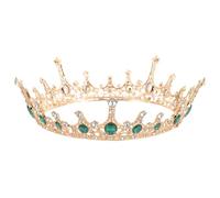 VILLFUL 1Pc Wedding Bride Crystal Crown Ancient Copper Round Baroque Style Hair Accessory with Rhinestones Womens Bridal Hair Decor