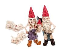VILLFUL 1set Garden Gnome Skeleton Figurine for Halloween Decor Creepy Skull Gnome Statue for Outdoor Zen Garden Lifelike Resin Design for Spooky Lawn Decorations