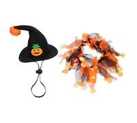 VILLFUL 1set Pet Halloween Costume Funny Cat Hat and Dog Scarf Decorative Accessories for Parties Festivals and Photo Shoots