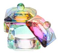 VILLFUL 2 pcs Decorative Glass Nail Cups with Lids for Acrylic Liquid and Remover Unique Crystal Design Manicure Dish for DIY Nail Art and Salon Use