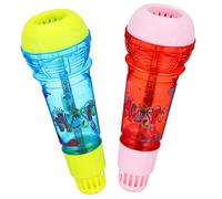 VILLFUL 2 Pcs Echo Microphones Bright Red and Blue Prop Mics with Built in Echo Effect Sturdy Pretend Play Microphones for Parties and Singing Fun