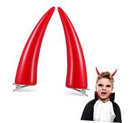 VILLFUL 2 Pcs Red Demon Horn Hair Clips Cosplay Hair Accessories with Alligator Clips for Halloween Party Stage Performances and Costume Events