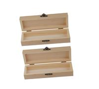 VILLFUL 2 Pcs Solid Color Wood Pencil Case DIY Multi-Function Storage Box for School Supplies Thickened Rectangle Wooden Pen Holder for Stationery and Small Gadgets