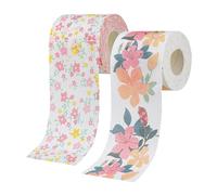 VILLFUL 2 Rolls Floral Pattern Printed Toilet Paper Decorative Soft Tissue for Home Office Restaurant Compatible with Dispensers Attractive Napkins