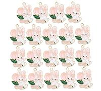VILLFUL 20pcs Cartoon Rose Rabbit Charms for Jewelry Making DIY Pendants for Bracelets and Keychains Cute Accessories for Craft Projects for Special Occasions