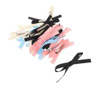 VILLFUL 24 Pcs Korean Style Fabric Hair Bows for Women Sturdy Alligator Clips Ribbon Bowknot Barrettes in Black Pink Blue Bright Colors for Casual Outings and Special Occasions