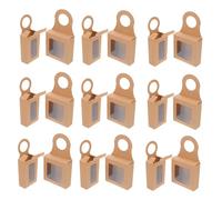 VILLFUL 24pcs Kraft Paper Wine Bottle Hanging Boxes with Transparent Window Foldable Small Gift Boxes for Party Favors Candy Chocolate Packaging and for Weddings and Events