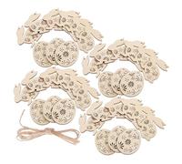 VILLFUL 25pcs Easter Wooden Bunny Cutouts Unfinished DIY Craft Wood Slices Polished Smooth Safe for Hand Painting Family Creative Home Decorations