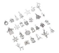 VILLFUL 27Pcs Mini Alloy Snowflake Pendants Xmas Bracelet Charms Silver Hanging Decor Jewelry Accessories for Holiday Crafting