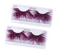 VILLFUL 2Pairs Pink False Eyelashes Reusable Natural Handmade Extra Extension for Cosplay Party Dance Makeup
