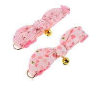 VILLFUL 2pcs Adjustable Bunny Ear Pet Collar with Bell for Small Cats and Dogs Breakaway Cotton Kitten Collars with Removable Bow Tie Cute Safety Design for Everyday Wear and Outdoor
