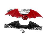 VILLFUL 2pcs Adjustable Cat Collar with Bells Halloween Christmas Style Separate Type Design for Cats Comfortable Neckwear with Bat Wings Safe Material