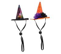 VILLFUL 2pcs Adjustable Halloween Pet Hat Creative Pointed Headpiece for Dogs and Cats Soft and Comfortable Costume Accessories for Halloween Parties