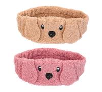 VILLFUL 2pcs Adorable Plush Puppy Hairband Breathable Cloth Makeup Headband for Spa Face Washing Headwear Eye Mask for Sleep Light Blocking Random Color