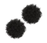 VILLFUL 2pcs Afro Curly Hair Bun Chignon Hairpieces Lightweight High Temperature Silk Synthetic Puff Extensions for Women Headdress Party Photo Prop