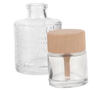 VILLFUL 2pcs Aromatherapy Diffuser Glass Bottles for Home Office Reed Scent Diffuser Wooden Cap