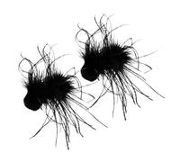 VILLFUL 2pcs Black Ostrich Hair Clips Elegant Fluffy Bobby Pins for Women Prom Party Gothic Hair Accessories