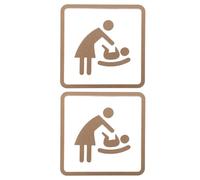 VILLFUL 2pcs Bronze Gold Diaper Changing Station Sign for Business, Self-adhesive Restroom Change Label, Bathroom Toilet Door Sign for Public Places and Hotels