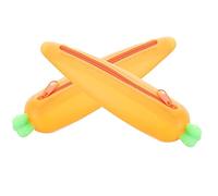 VILLFUL 2Pcs Cartoon Carrot Pencil Case Portable Silicone Pen Holder for Capacity Aesthetic Pencil Pouch Cute Design for Students Stationery Organization