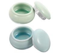 VILLFUL 2Pcs Ceramic Mini Cosmetic Powder Jars with Elegant Flower Pattern Lipstick Containers for Tea Storage Decorative Chic Makeup Pots in Green and Blue