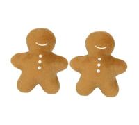 VILLFUL 2pcs Christmas Dog Plush Toy Gingerbread Man Bite-resistant Chew Toy for Teeth Pet Play for Holiday
