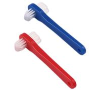 VILLFUL 2pcs Double Head Denture Toothbrushes with Comfortable Non Slip Handle Small Brush Heads for Oral Cleaning Practical False Teeth Brushes for Adults