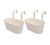 VILLFUL 2pcs Double Hook Oval Hanging Flower Bucket Iron White